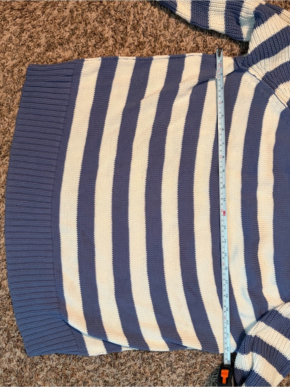 aerie Blue and White Striped Crewneck Sweater - Picture 3 of 4